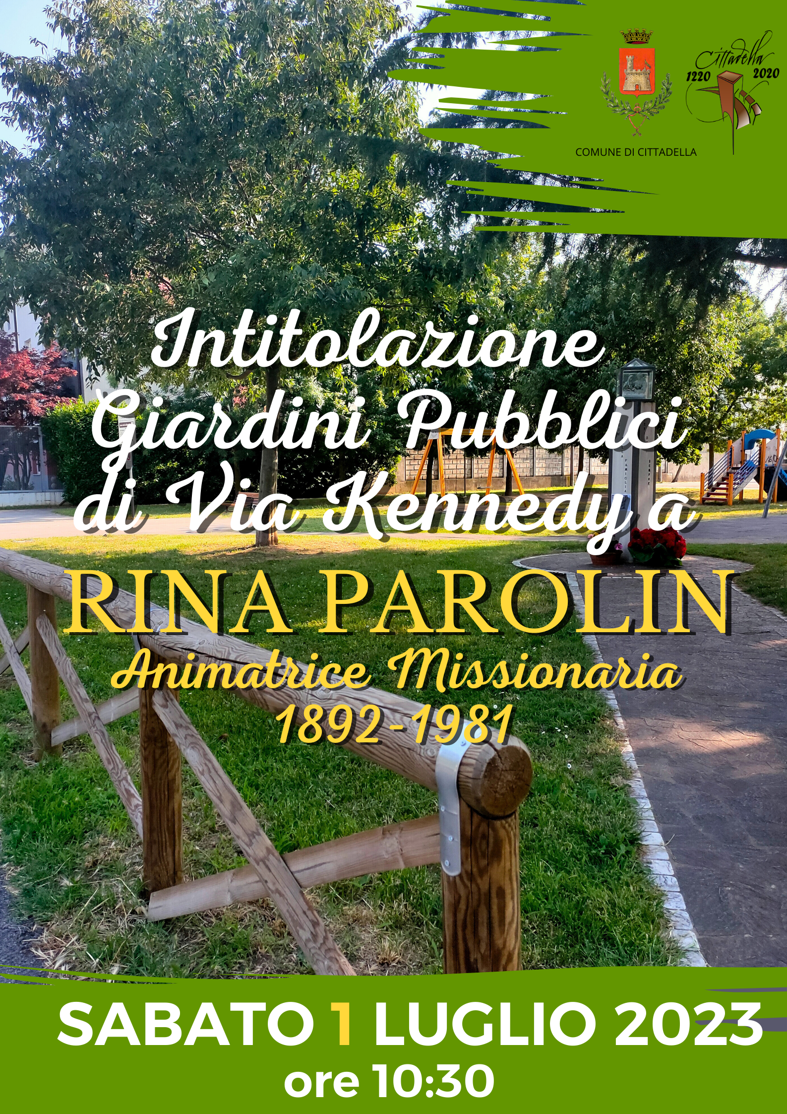 Intitolazione Giardini di Via Kennedy alla prof.ssa Rina Parolin