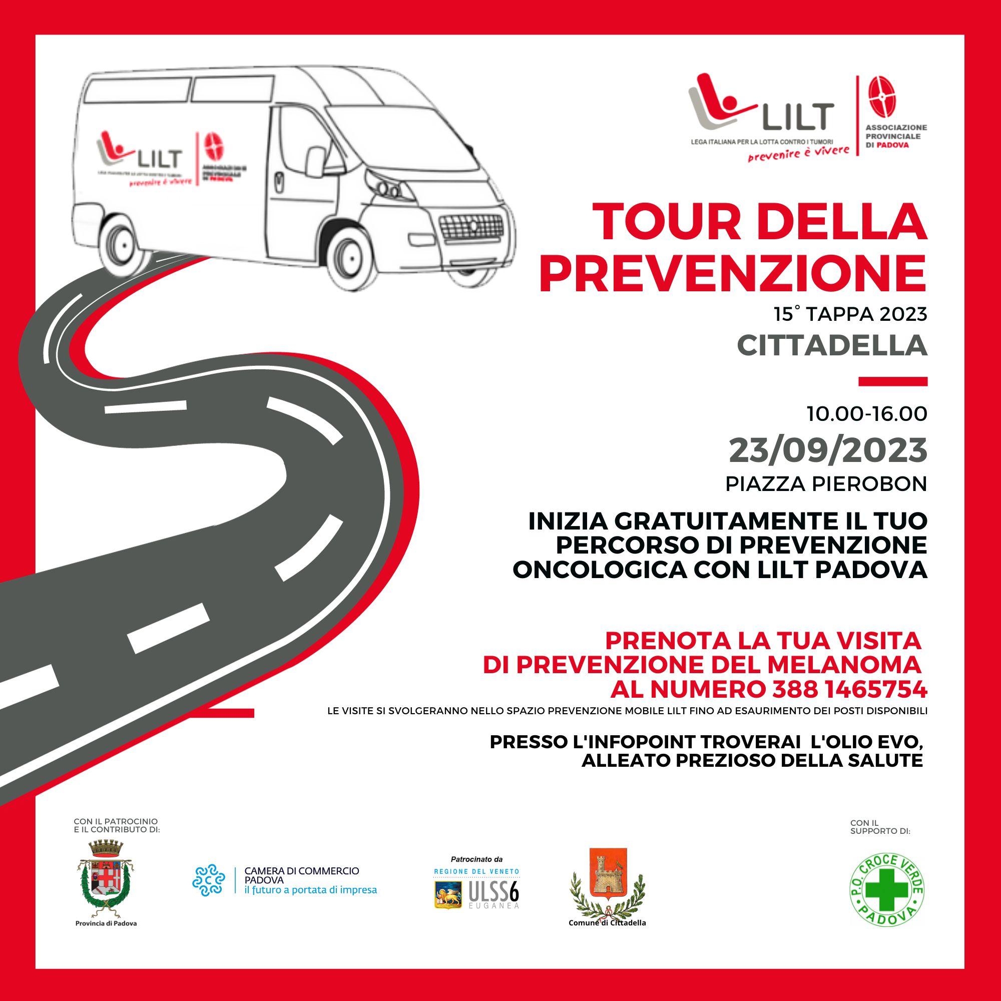 Manifesto Tour della prevenzione LILT Padova - Settembre 2023