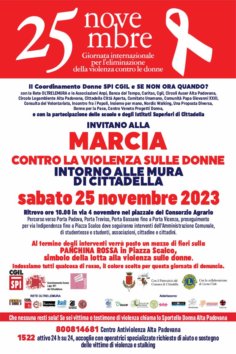 manifesto marcia contro la violenza sulle donne